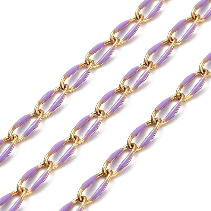 9mm x 4mm Purple Oval Link Chain - Base Metal and Enamel***