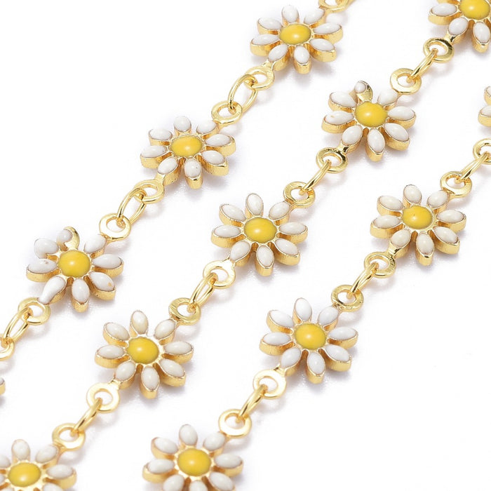 12.5mm x 7.5mm Daisy Link Chain - Base Metal and Enamel***