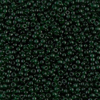 11/0 Miyuki SEED Bead - Semi-Frosted Transparent Dark Emerald