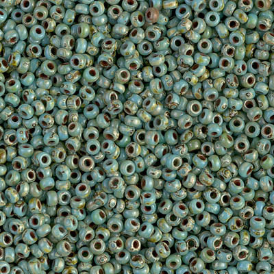 11/0 Miyuki SEED Bead Pack - Opaque Turquoise Blue Picasso