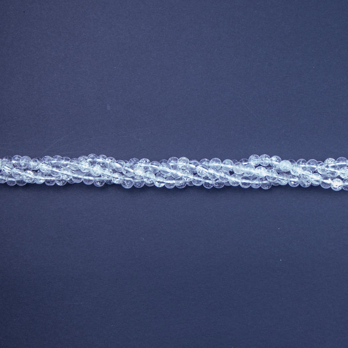 4mm Round Crackle Quartz - 16 inch Strand