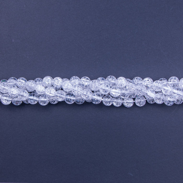 8mm Round Crackle Quartz - 16 inch Strand