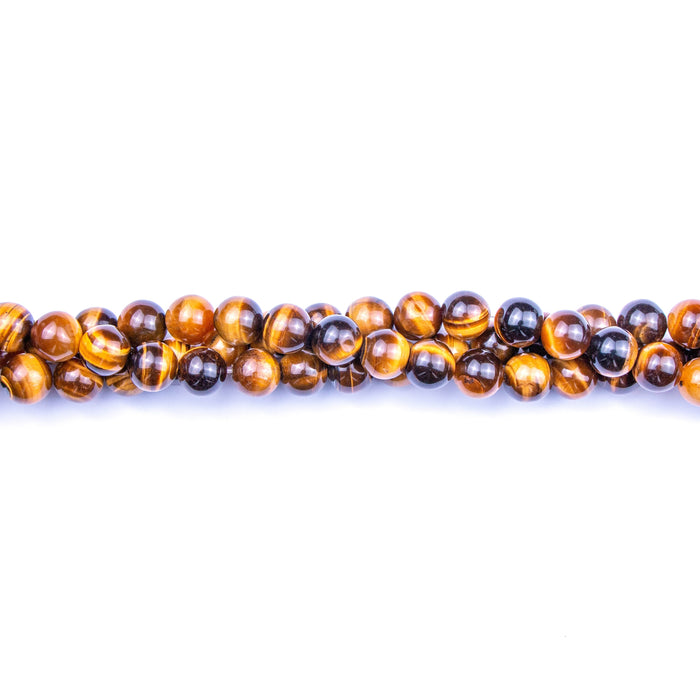 10mm Round Tiger Eye - 8 inch Strand