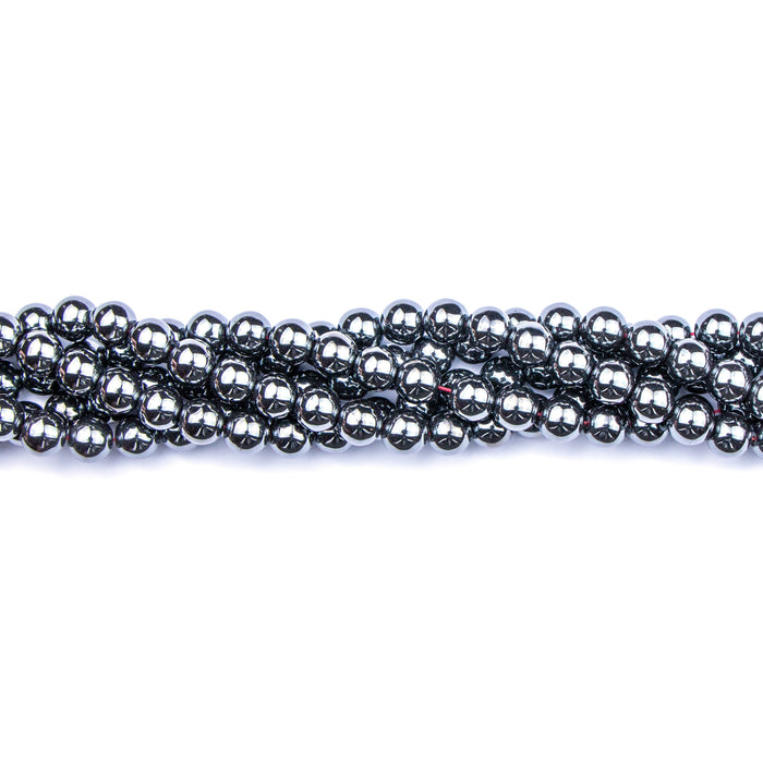 8mm Round Hematite - 16 inch Strand