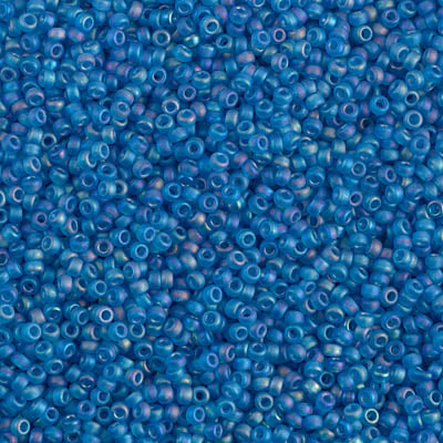 15/0 Miyuki SEED Bead - Matte Transparent  Capri Blue AB