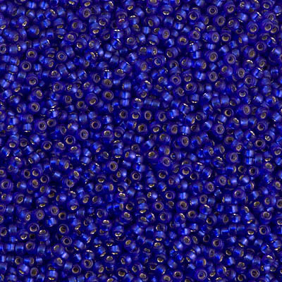 15/0 Miyuki SEED Bead - Dyed Semi-Frosted Silverlined Dark Blue Violet