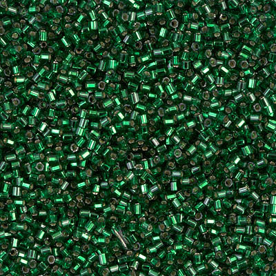 15/0 Cut Miyuki SEED Bead - Silverlined Dark Emerald