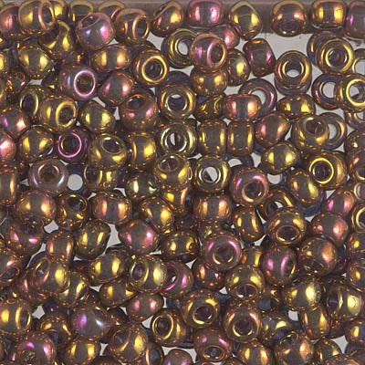 6/0 Miyuki SEED Bead - Transparent Tea Berry Gold Iris