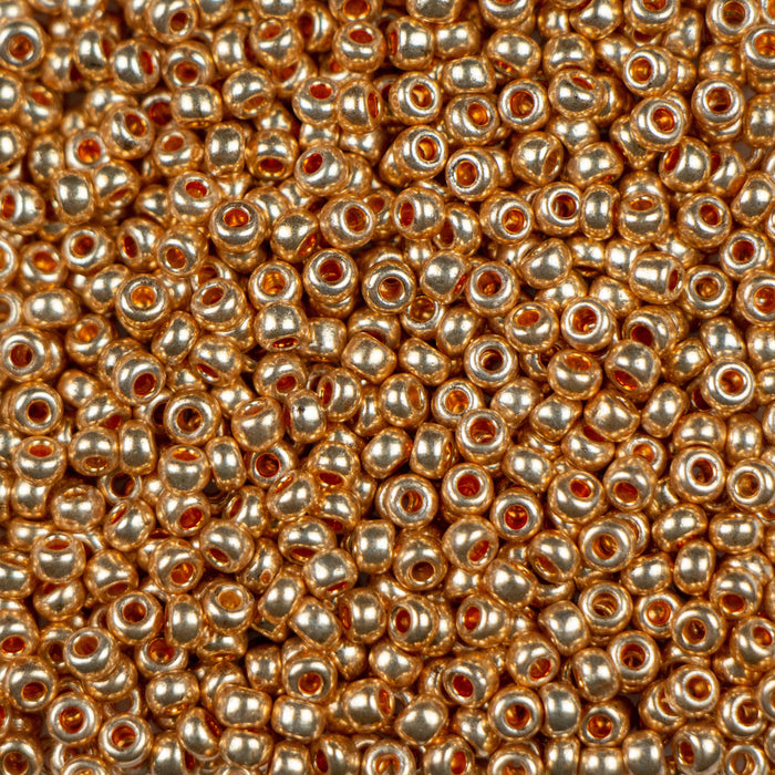 8/0 Preciosa Seed Beads - Metallic Light Gold