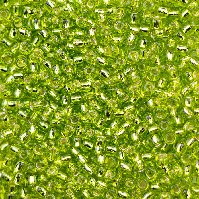 8/0 TOHO Seed Bead - Silver-Lined Lime Green