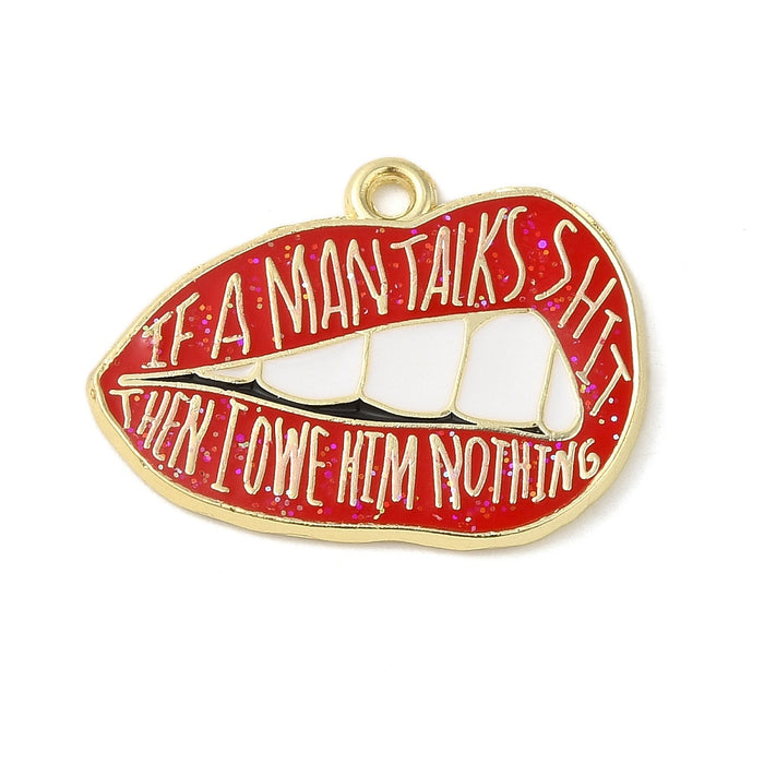 19mm x 25mm Red Swiftie Lip Charm - Enamel and Base Metal***