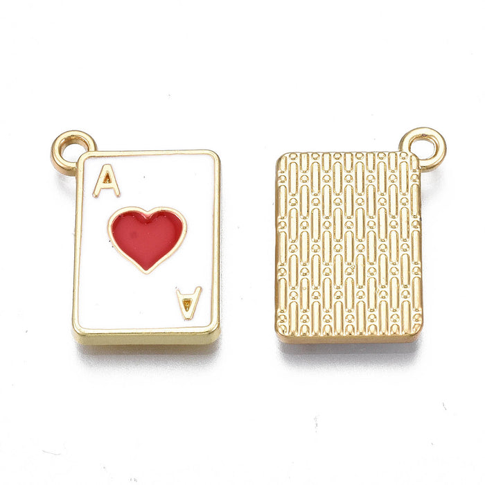14mm x 19mm Red Ace of Hearts Charm - Enamel and Base Metal***