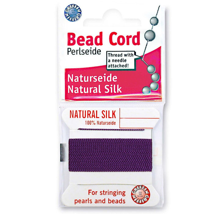 Size 16 (1.05mm) 100% Natural Silk Bead Cord - Amethyst