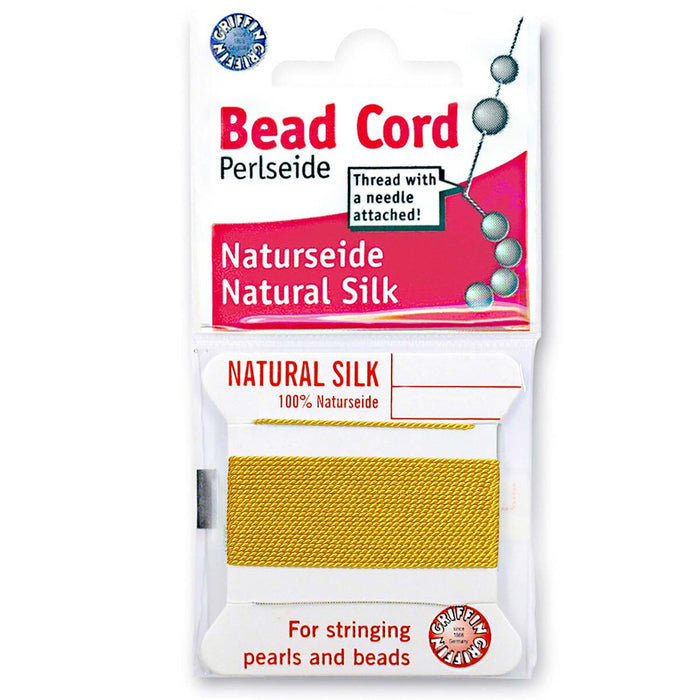 Size 16 (1.05mm) 100% Natural Silk Bead Cord - Yellow