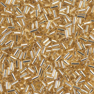 3mm Miyuki Bugle Beads - Silverlined Gold