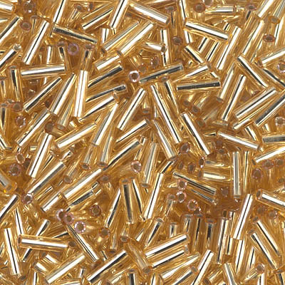 6mm Miyuki BUGLE Beads - Silverlined Gold