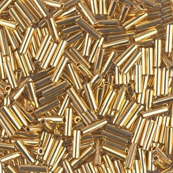6mm Miyuki BUGLE Beads - 24kt Gold Plated