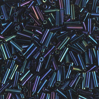 6mm Miyuki BUGLE Beads - Metallic Dark Blue Iris