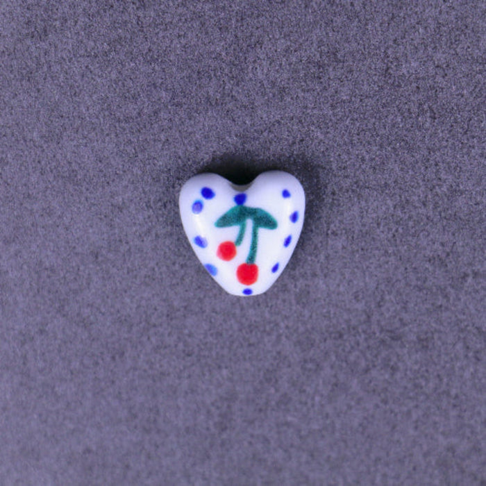 15mm x 8mm Ceramic Heart Bead with Cherries***