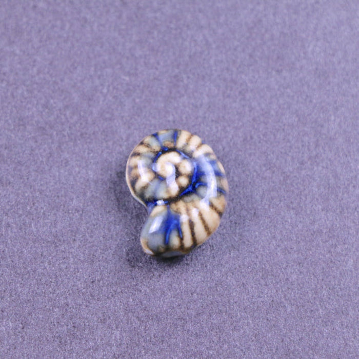 21mm Ceramic Nautilus Shell Bead - Brown and Blue***