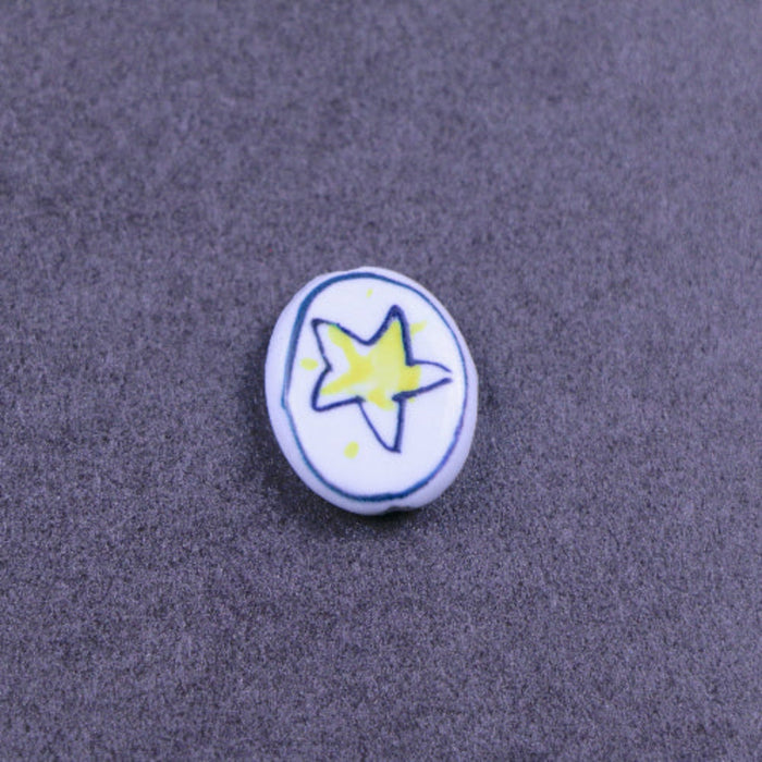 20mm x 16mm Ceramic Oval Bead with Hand-Painted Star***