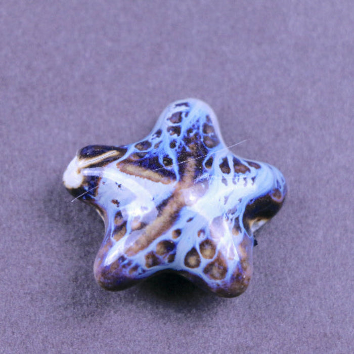 35mm Ceramic Starfish Bead - Dark Blue***