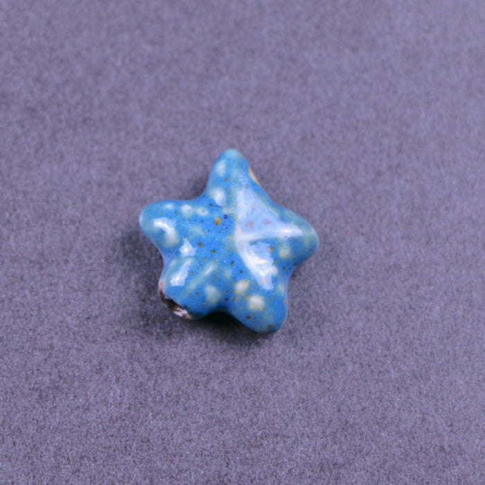 20mm Ceramic Starfish Bead - Steel Blue***
