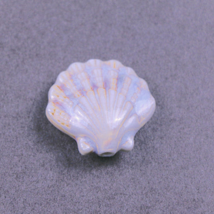 21mm Ceramic Shell Bead - Beige and Brown***
