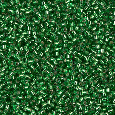 5 Grams of 11/0 Miyuki DELICA Beads - Silverlined Green