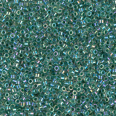 5 Grams of 11/0 Miyuki DELICA Beads - Lime Lined Crystal AB