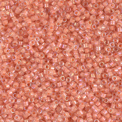 5 Grams of 11/0 Miyuki DELICA Beads - Peach Lined Crystal Luster