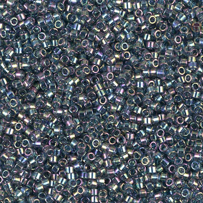 5 Grams of 11/0 Miyuki DELICA Beads - Transparent Blue Grey Rainbow Gold Luster