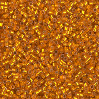 5 Grams of 11/0 Miyuki DELICA Beads - Dyed Semi-Frosted Silverlined Orange