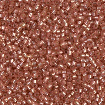 5 Grams of 11/0 Miyuki DELICA Beads - Dyed Semi-Frosted Silverlined Light Cranberry