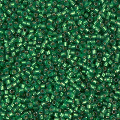 5 Grams of 11/0 Miyuki DELICA Beads - Dyed Semi-Frosted Silverlined Green