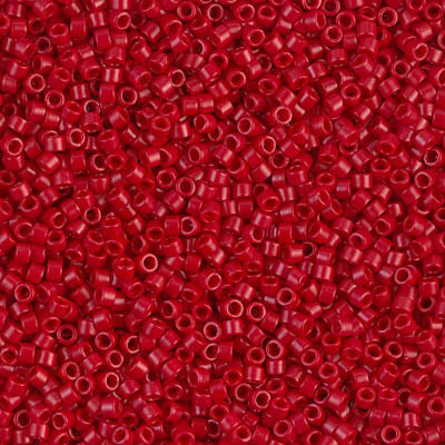 11/0 Miyuki DELICA Bead Pack - Dyed Semi-Frosted Opaque Bright Red