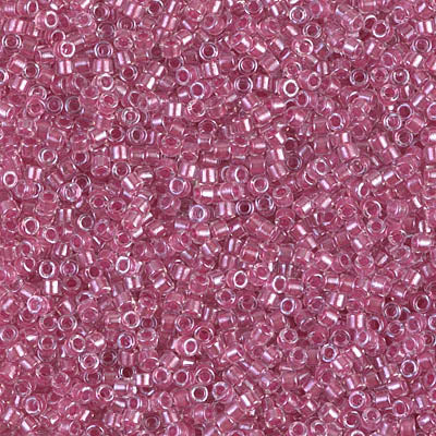 5 Grams of 11/0 Miyuki DELICA Beads - Sparkling Peony Pink Lined Crystal