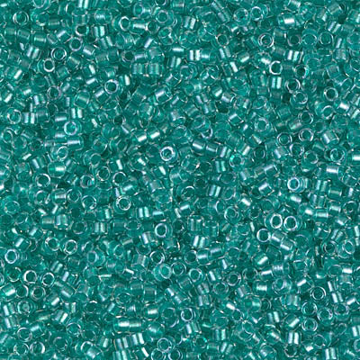 5 Grams of 11/0 Miyuki DELICA Beads - Sparkling Aqua Green Lined Crystal