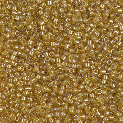 5 Grams of 11/0 Miyuki DELICA Beads - Sparkling Light Peridot Lined Topaz