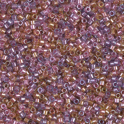 5 Grams of 11/0 Miyuki DELICA Beads - Sparkling Lined Tutti Frutti (Purple Rose Gold) Mix