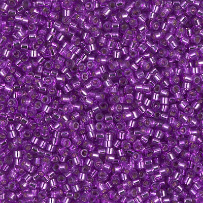 5 Grams of 11/0 Miyuki DELICA Beads - Dyed Silverlined Magenta