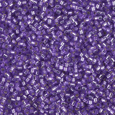 5 Grams of 11/0 Miyuki DELICA Beads - Dyed Silverlined Purple
