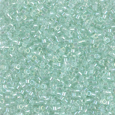 5 Grams of 11/0 Miyuki DELICA Beads - Pearl Lined Transparent Pale Green Mist AB