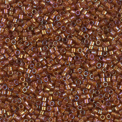5 Grams of 11/0 Miyuki DELICA Beads - Sparkling Beige Lined Dark Topaz AB