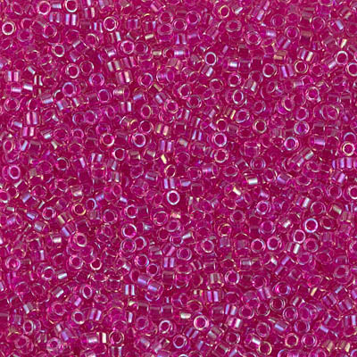 5 Grams of 11/0 Miyuki DELICA Beads - Hot Pink Lined Crystal AB
