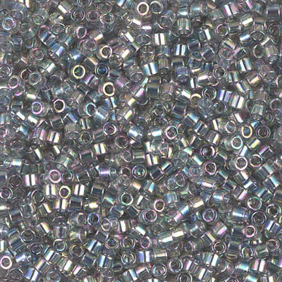 10/0 Miyuki DELICA Beads - Transparent Grey Rainbow Gold Luster