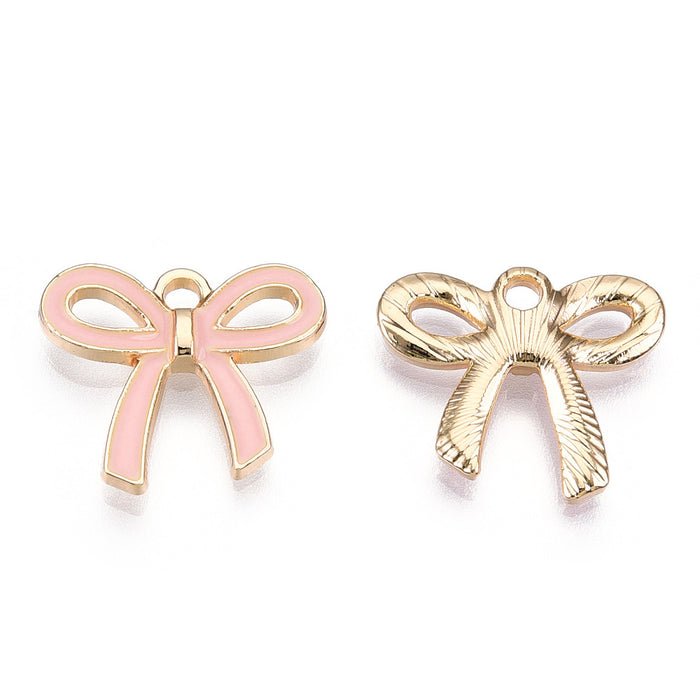 16mm x 18mm Pink Bow Charm - Enamel and Base Metal***