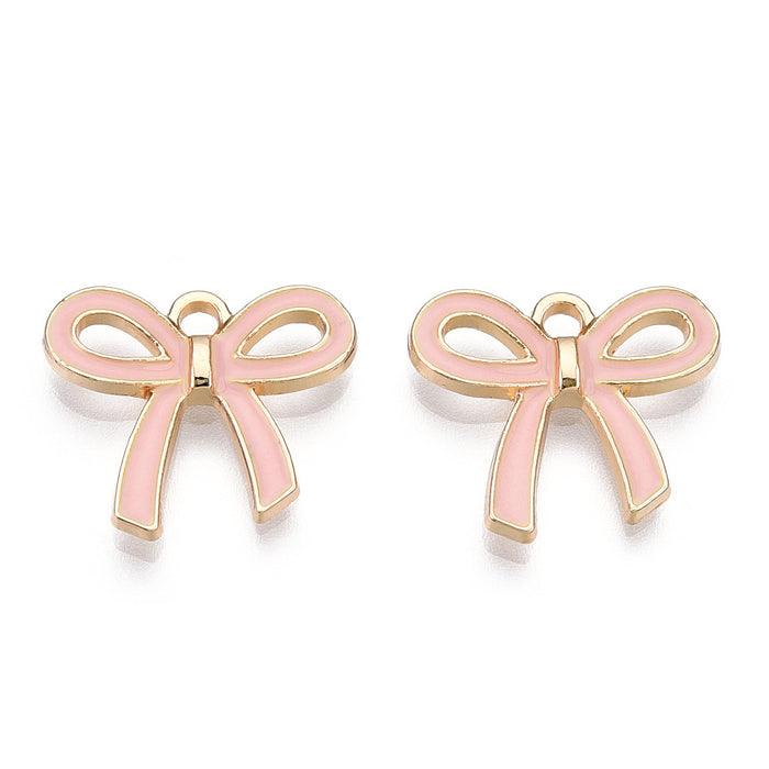 16mm x 18mm Pink Bow Charm - Enamel and Base Metal***