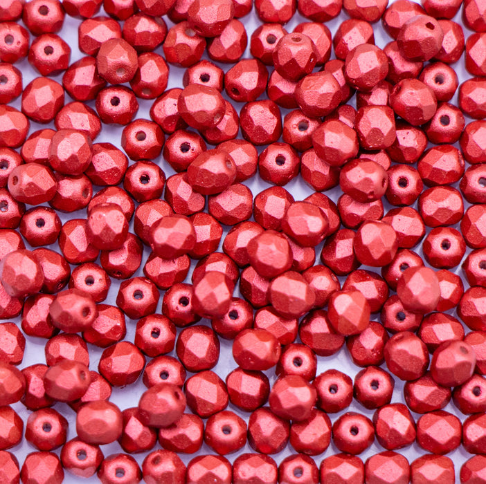 4mm FIRE POLISHED Bead - Lava Red