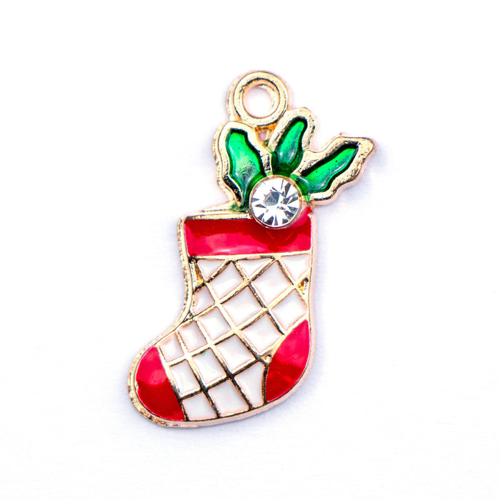 17mm x 23mm Christmas Stocking Charm - Enamel and Base Metal***